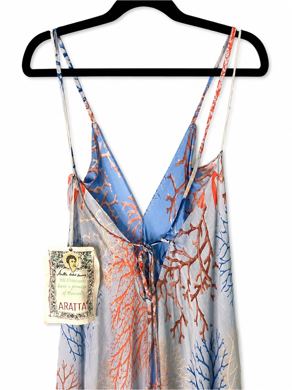 Aratta 🪸 Coral Fields Print | Midi/Maxi | Backless | Slip Dress | Sheer - Picture 9 of 11